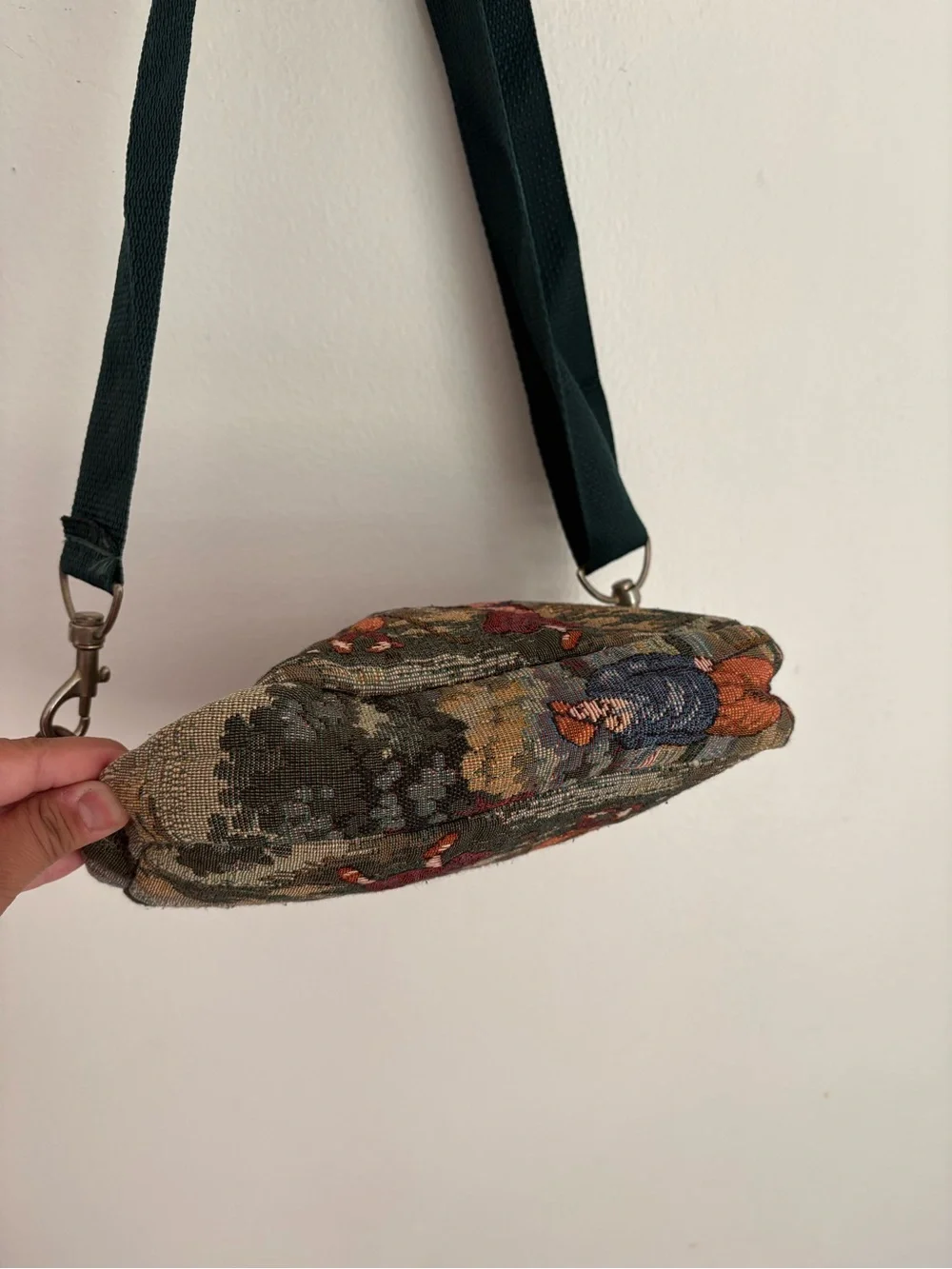 Holdings Fine Accessories Golf Scene Tapestry Crossbody Bag Green Cotton